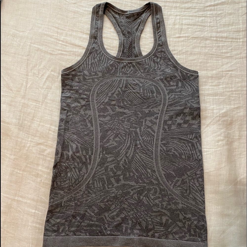Lululemon Floral Grey Swiftly Tech Tank